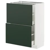 METOD/MAXIMERA Podstavna omarica z 2 predaloma, bela/Havstorp globoka zelena, 60x37 cm