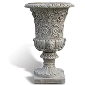 Casa Padrino luxury baroque flower pot antique gray A� 49 x H. 78 cm - Handmade baroque style plant pot made of Carrara marble gravel - Baroque garden decoration - Luxury quality - Made in Italy