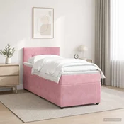 vidaXL Postelja boxspring z vzmetnico Roza 90 x 190 cm Žamet
