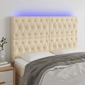 Vidaxl vidaXL Vzglavje postelje z LED diodami kremne barve 160x7x118/128 cm blago