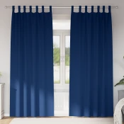 vidaXL Zavese z zavesami 2 pcs Temno modra 245 x 140 cm Poliester