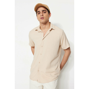 Trendyol Stone Regular Fit Short Sleeve Textured Knitted Shirt