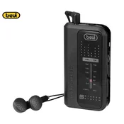 TREVI RA 738 FM mini radijski sprejemnik, FM Radio, zvočnik, prenosen, sponka za namestitev, AUX, +slušalke, črn