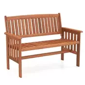 Northix Lesena zunanja vrtna klop 2-sedežna 119 cm z nastavljivim naslonom
