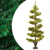 vidaXL Spiralno božicno drvce s posudom LED zeleno 120 cm PVC