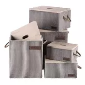 Autronic Koš za perilo Laundry basket - fabric with lid, gray, price for a set of 5 pieces (DT3000 GREY)