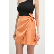 Orange womens satin wrap skirt Guess Irina