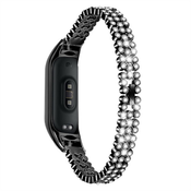 Kovinski pas za uro Xiaomi Mi Band 7 Rhinestone Decor - črn