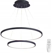 DE STROPNA SVETILKA 60/80cm 2 OBROČA črna viseča LED LESTENCA Z DALJINSKIM UPRAVLJALNIKOM za dnevno sobo