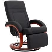 Homestar Naslanjač z nagibno funkcijo visok naslon za hrbet ergonomski naslon za roke naslon za noge lesena podlaga videz lanu