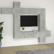 9-dijelni set TV ormarića siva boja betona konstruirano drvo