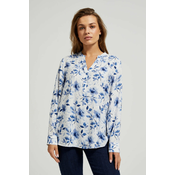 Womens blouse Moodo with floral print - white-blue