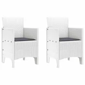 Vidaxl Vrtni Stol z blazino 2 szt. Bela 53 x 49 x 85 cm Polipropilen