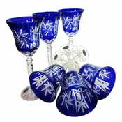 Marika Kozarci za vino iz kobaltovega kristala 280 ml Olive Grinder - ročno izdelani, registrirana blagovna znamka