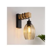 Brilagi - Zidna svetiljka WOOD GLASS 1xE27/60W/230V borovina/crna/zadimljeno bež
