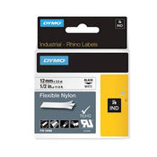 Dymo originalna traka za ispis naljepnica, Dymo, 18488, crni ispis/bijela pozadina, 3,5 m, 12 mm, fleksibilni najlon RHINO
