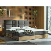 Boxspring krevet TJ75, Podrucje za spavanje: 140 x 200 cm, Boja: Zlatni hrast + Soro 97