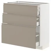 METOD / MAXIMERA Podni element s 3 fioke, bela/Upplöv tamnobež, mat, 80x37 cm