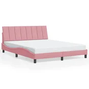 Vidaxl Posteljni okvir brez vzmetnice Hanko roza 160x200 cm žamet