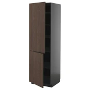 METOD Visoki element s policama/2 vrata, Crnosiva/Sinarp smeda, 60x60x200 cm