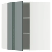 METOD Ugaoni zidni element s policama, bela/Kallarp tamna sivozelena visokog sjaja, 68x80 cm