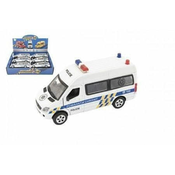 Teddies Avto Policijski kombi 15cm kovinski s plastičnimi dodatki na baterije z lučko z zvokom na izvlečni