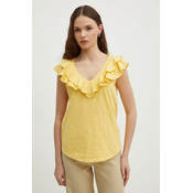 Pamucna majica Lauren Ralph Lauren za žene, boja: žuta