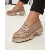 Resti Light brown womens openwork moccasins on a solid sole Ejina - Footwear