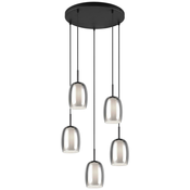 Črna/srebrna viseča svetilka s steklenim senčnikom o 48 cm Barret – Trio Select