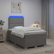 vidaXL Postelja boxspring z vzmetnico Svetlo siva 120 x 190 cm Blago
