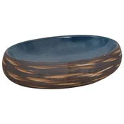 MAISON CHIC Umivalnik - Kopalna umivalnik - Lavabo Nadpultni rjav in moder ovalen 59x40x15 cm keramika, (21684681)