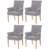 Casa Padrino Chesterfield Neo Baroque dining room chair set of 4 gray/natural - Kitchen chairs with armrests - Dining room furniture - Chesterfield furniture - Neo baroque furniture