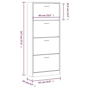 Ormaric za cipele bijeli 63 x 24 x 147 cm od konstruiranog drva
