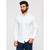 Moška SLIM FIT srajca s satenasto obdelavo - bela