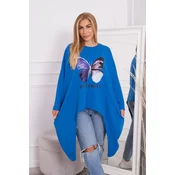 Blouse with oversize print purple blue