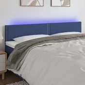 Vidaxl LED posteljno vzglavje modro 200x5x78/88 cm blago
