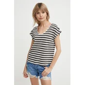 Kratka majica s primesjo lanu Pepe Jeans KHLOE