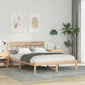 Krevetna konstrukcija Smeđa 120 x 190 cm Čvrsto borovo drvo Bež