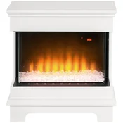 HOMCOM Električni kamin 1000W/2000W z 10 barvami, sodoben električni kamin z avtomatskim izklopom, nastavljivo temperaturo, termostatom, daljinskim upravljalnikom in 12-Urnim timerjem, 61x28x66.5 cm, bela