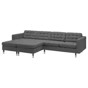 LANDSKRONA Sofa 4-sed i lenjivci, Gunnared tamnosiva/metal