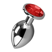 Metalni Butt Plug Kristal - Crvena, 6cm x 2.7cm