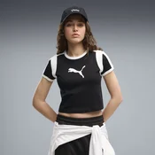 PUMA Graphic Slim Ringer Baby Tee Women, Clothing, Black, XS