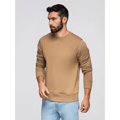 OMBRE Moška majica BASIC z okroglim vratom rjave barve MDN125405 S