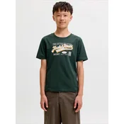 Jack & Jones Junior Majica rumena / temno zelena / bela