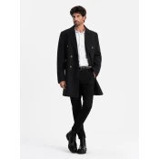 Ombre Mens double-breasted coat with decorative buttons - black