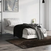 shumee vidaXL Posteljni okvir, bel, sijaj, 75x190 cm, material na osnovi lesa