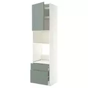 METOD / MAXIMERA Visoki element za ugradb uredaje, bijela/Nickebo matirano, sivo-zelena, 60x60x240 cm