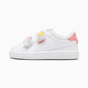 PUMA Smash 3.0 Badges Toddlers Sneakers, White/Passionfruit