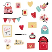 Valentinove nalepke love mix, 18 kos