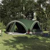 vidaXL vidaXL Družinski šotor s streho Zelena in Siva 460 x 430 x 214 cm, (5000091116)